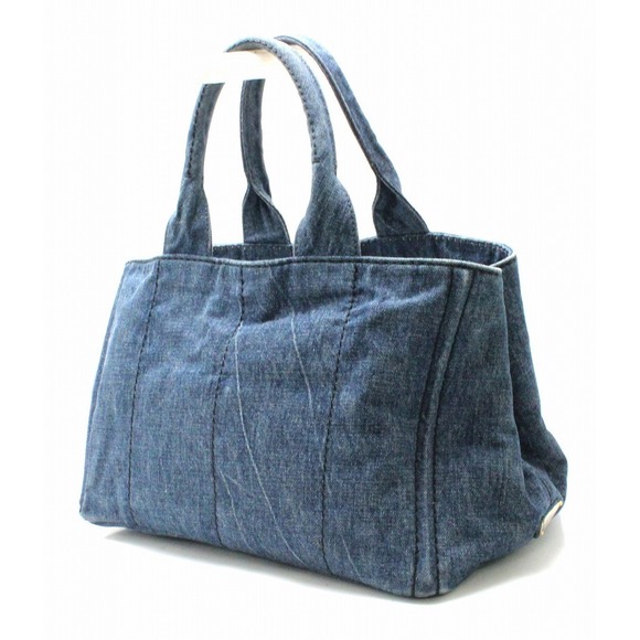 Prada Canapa Blue Tote Denim Bag - Picture 1 of 9